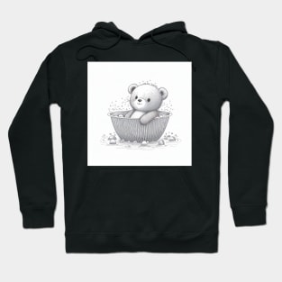 Cute Happy Bear on a Bathtub Illustration Hoodie